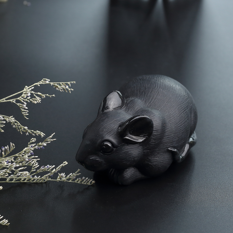 缅甸天然乌鸡种翡翠摆件-红掌柜