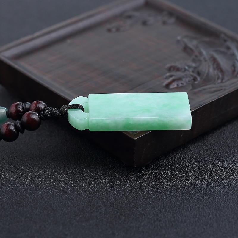 缅甸天然糯种翡翠无事牌吊坠-红掌柜