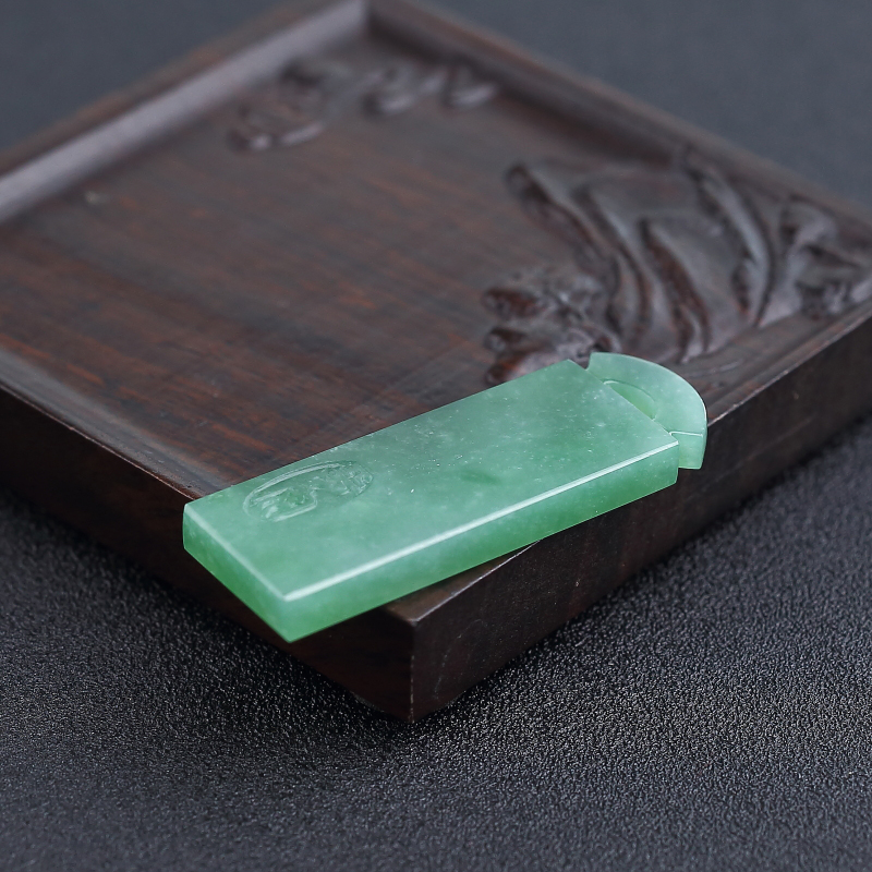 缅甸天然糯种淡蓝绿翡翠吊坠-红掌柜