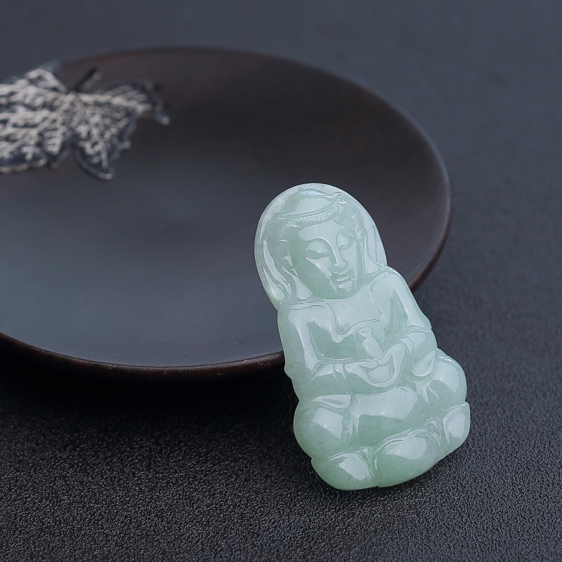 糯种翡翠观音吊坠-红掌柜