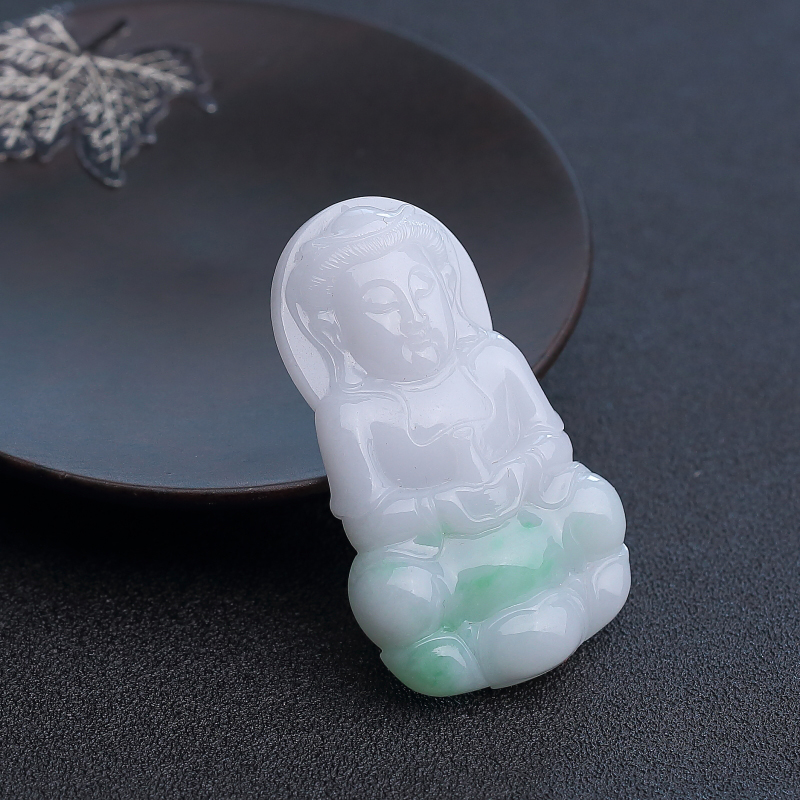 糯种翡翠观音吊坠-红掌柜
