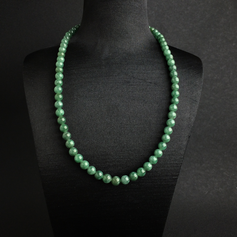 7.5mm糯种暗绿翡翠项链-红掌柜