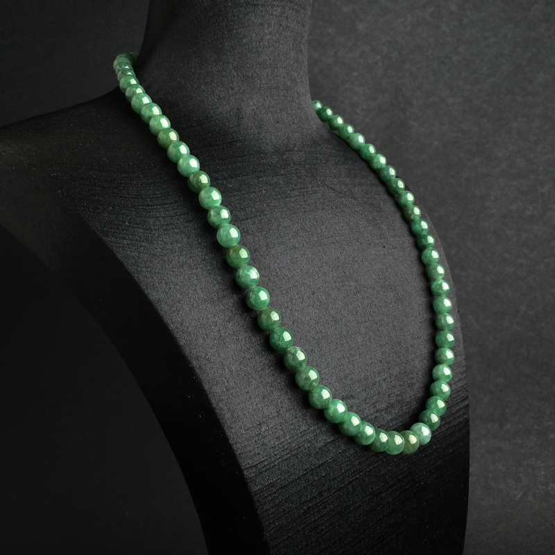 7.5mm暗绿翡翠项链-红掌柜