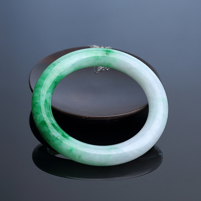 55#缅甸天然糯种飘翠翡翠手镯-红掌柜