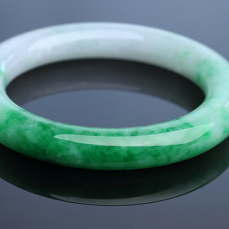 55#缅甸天然糯种翡翠手镯-红掌柜