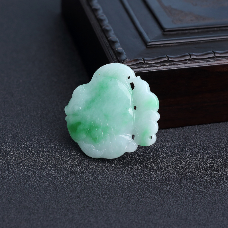糯种飘花翡翠金鱼吊坠 - 红掌柜