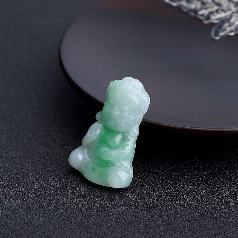 天然糯种飘花翡翠宝宝佛吊坠 - 红掌柜