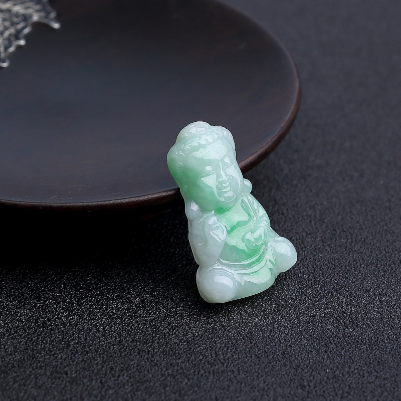 糯种飘花翡翠宝宝佛吊坠 - 红掌柜