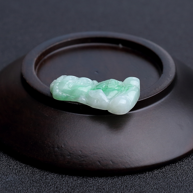 缅甸飘花翡翠宝宝佛吊坠 - 红掌柜