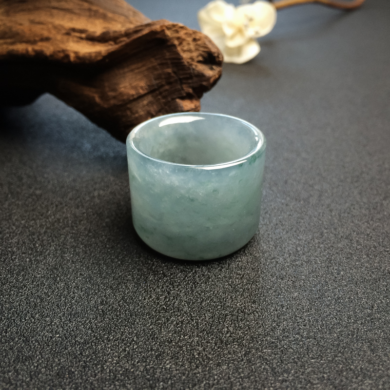 蓝绿翡翠福扳指 - 红掌柜