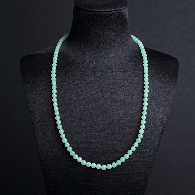 缅甸天然5.5mm糯种浅绿翡翠项链 - 红掌柜