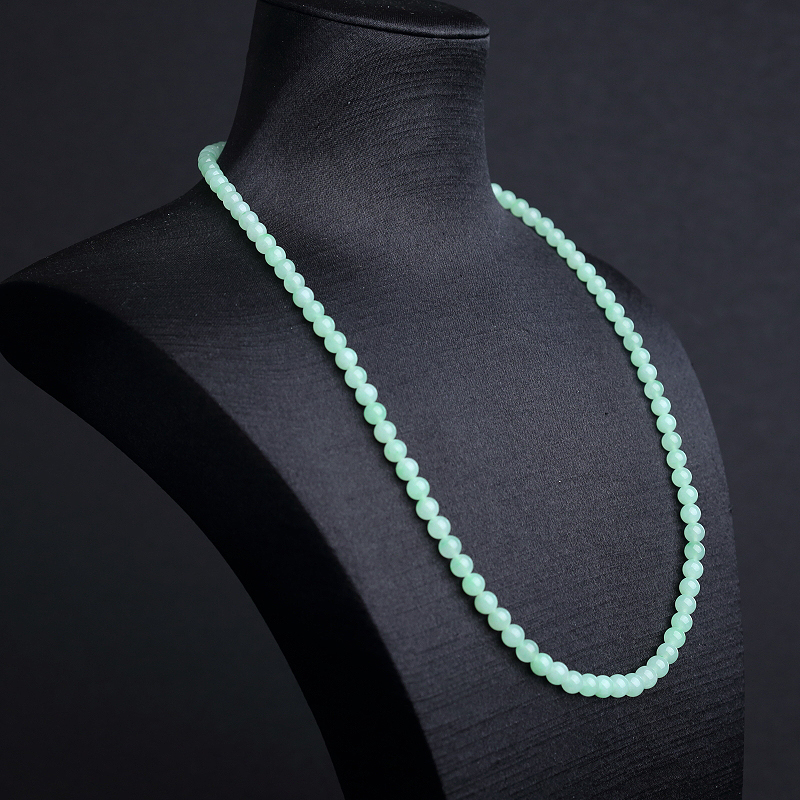 天然5.5mm糯种浅绿翡翠项链 - 红掌柜