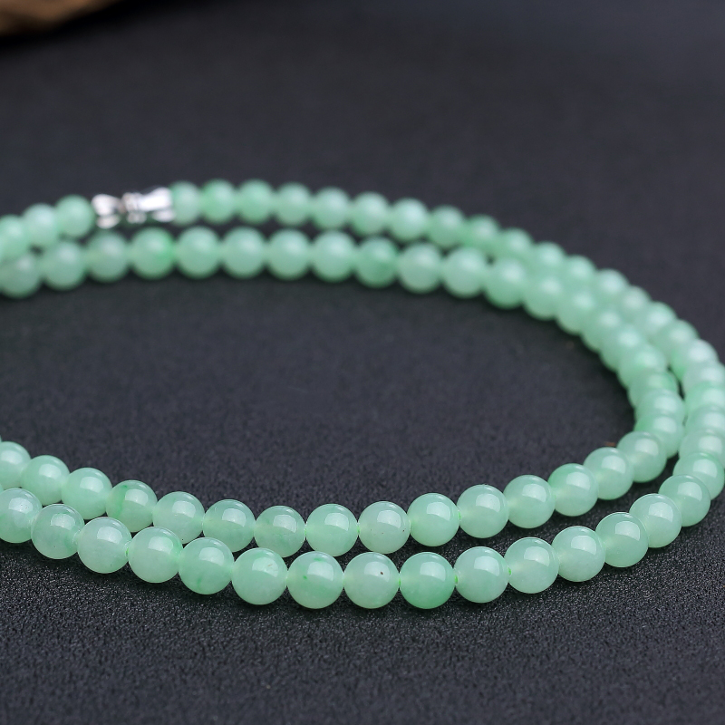 缅甸5.5mm糯种浅绿翡翠项链 - 红掌柜