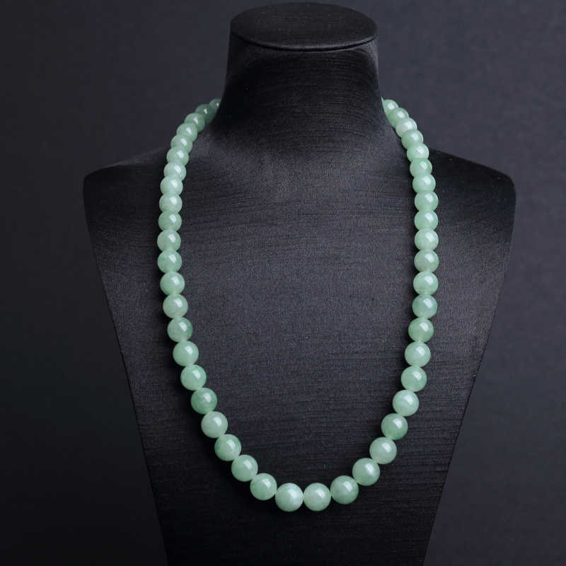 缅甸天然糯种浅绿翡翠塔链-红掌柜