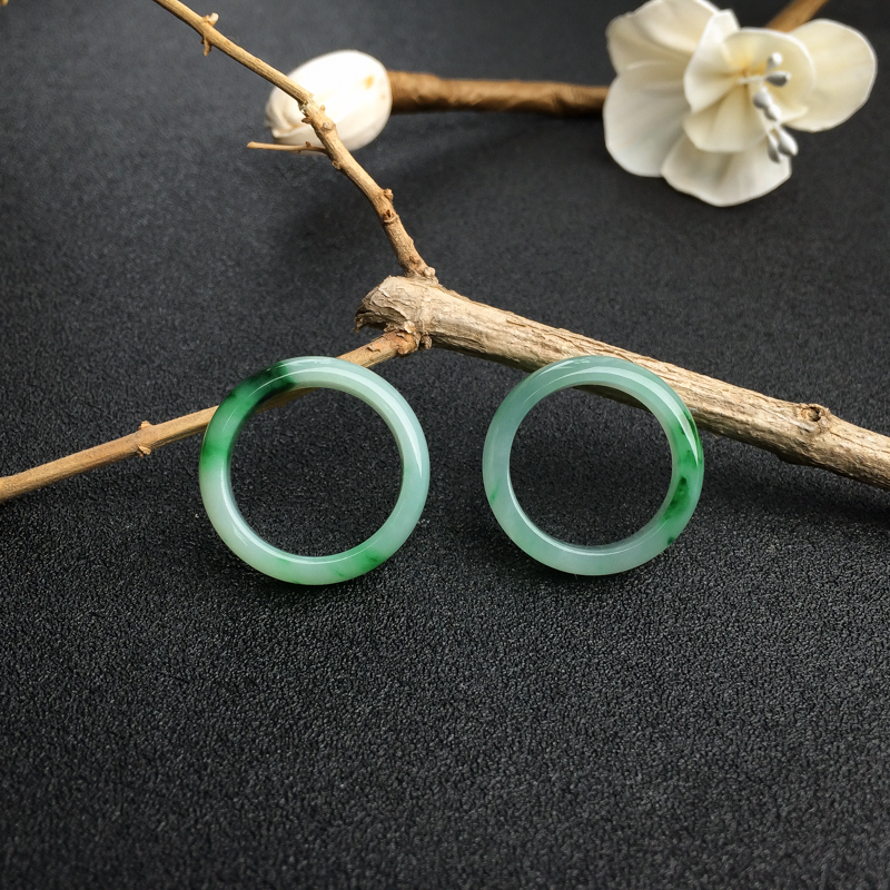 缅甸A货天然糯种飘翠翡翠戒指 - 红掌柜