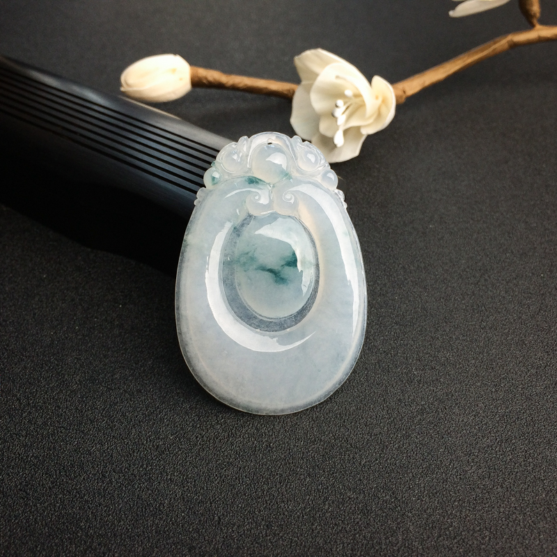 缅甸天然糯种飘花翡翠福在眼前吊坠 - 红掌柜