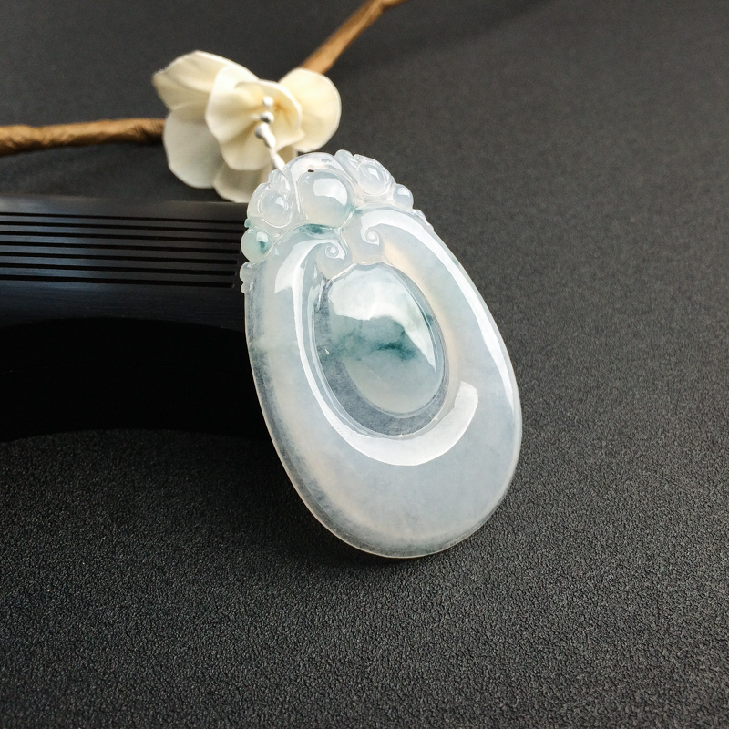 天然糯种飘花翡翠福在眼前吊坠 - 红掌柜