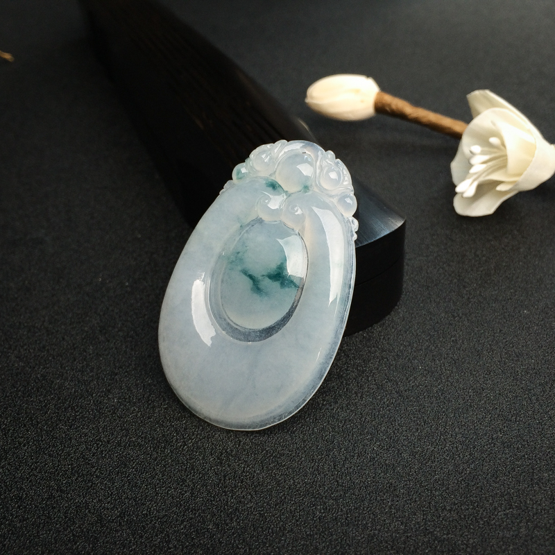 糯种飘花翡翠福在眼前吊坠 - 红掌柜