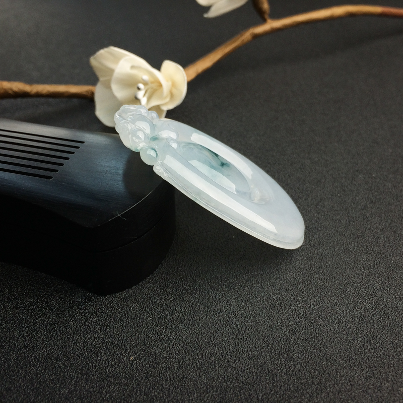 缅甸糯种飘花翡翠福在眼前吊坠 - 红掌柜