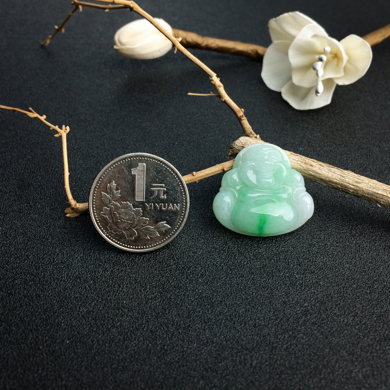 天然飘翠翡翠佛吊坠 - 红掌柜