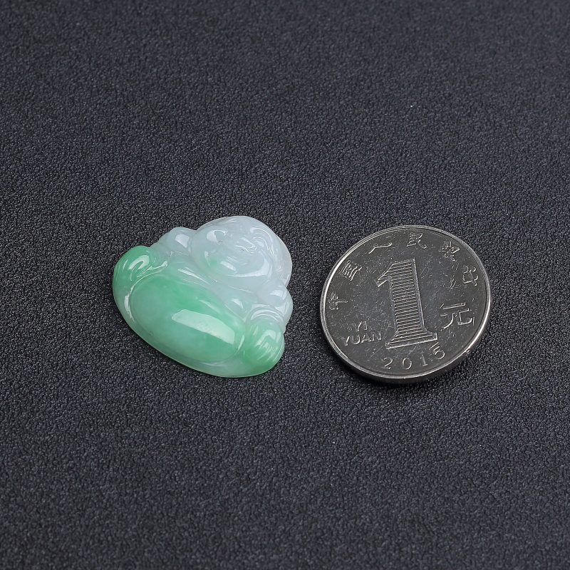 天然飘翠翡翠弥勒佛吊坠 - 红掌柜