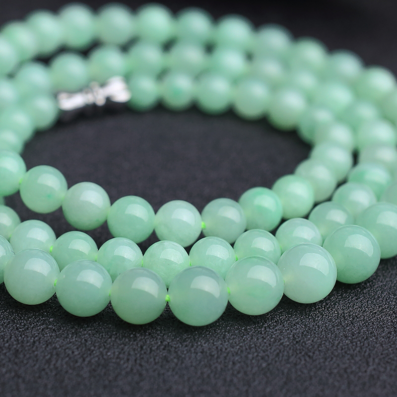 缅甸糯种浅绿翡翠项链 - 红掌柜