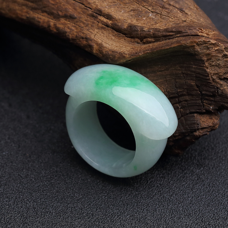 缅甸A货天然糯种飘翠翡翠戒指 - 红掌柜