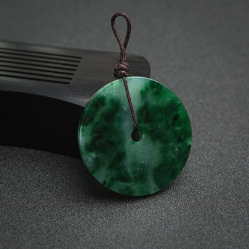 飘花翡翠平安扣吊坠-红掌柜