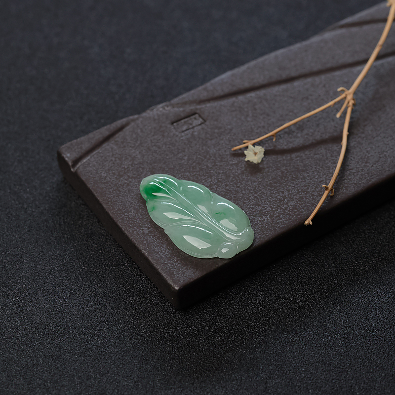 糯种飘翠翡翠叶子-红掌柜