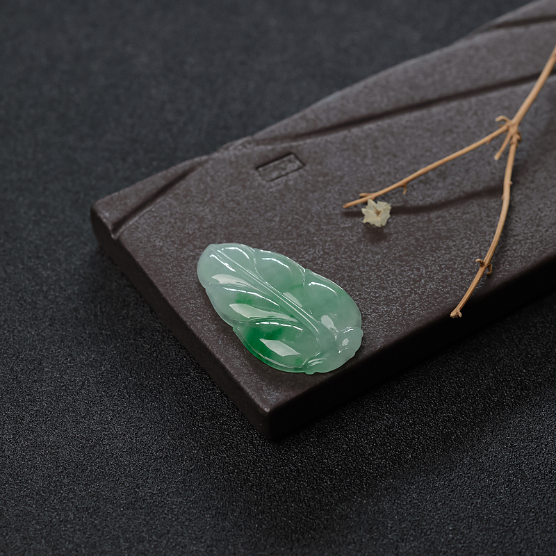 糯种飘翠翡翠叶子-红掌柜