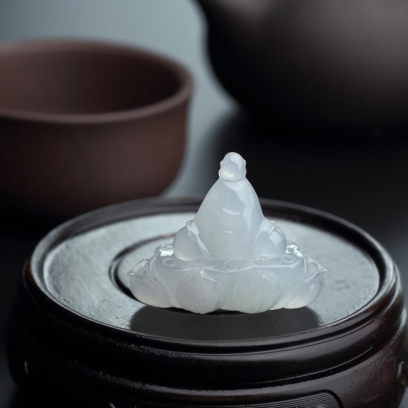 缅甸天然飘绿翡翠悟道吊坠-红掌柜