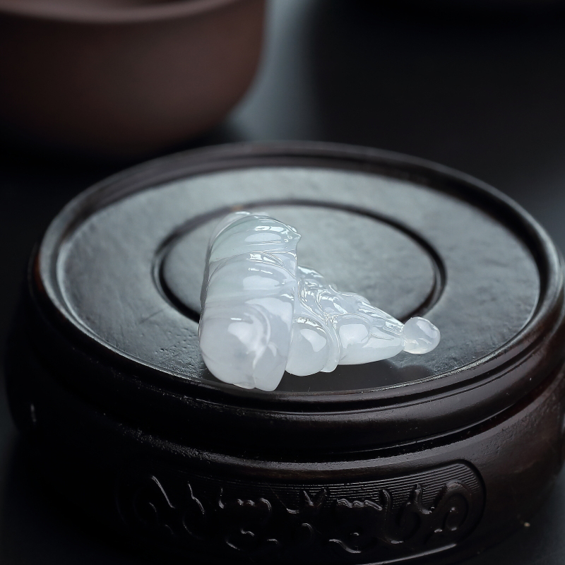 缅甸天然冰糯种翡翠悟道吊坠-红掌柜