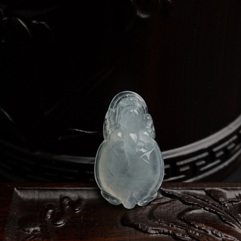 缅甸A货天然冰糯种浅绿翡翠赑屃吊坠 - 红掌柜