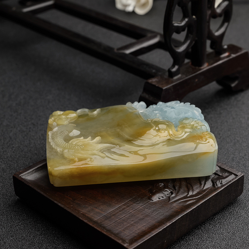 缅甸天然糯种翡翠望子成龙吊坠-红掌柜