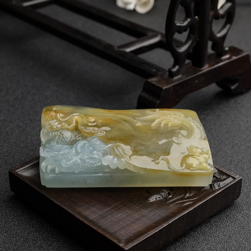 缅甸天然糯种飘黄翡翡翠吊坠-红掌柜