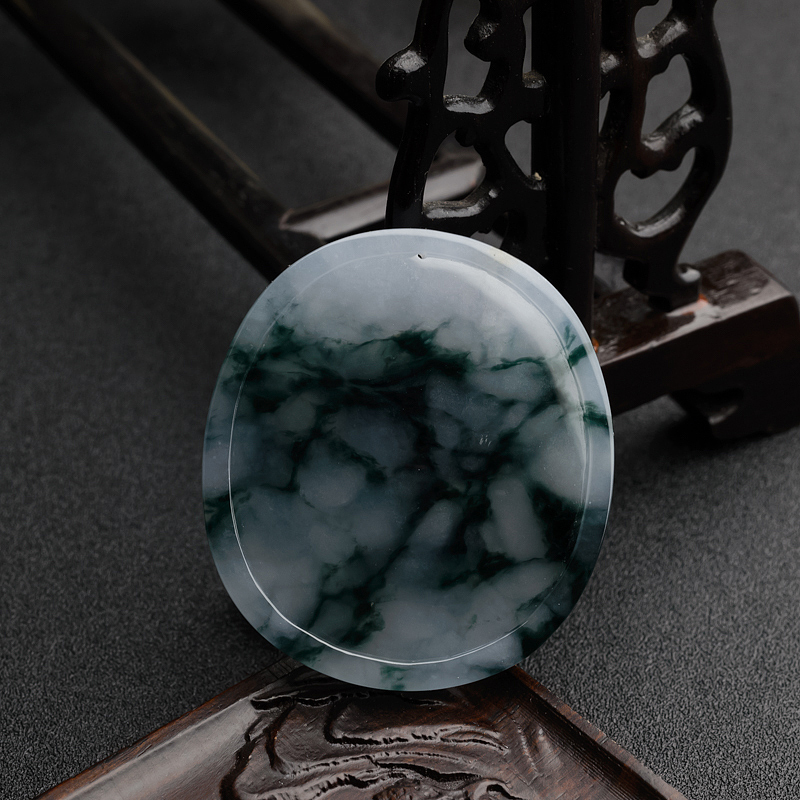 天然糯种飘花翡翠龙牌吊坠-红掌柜