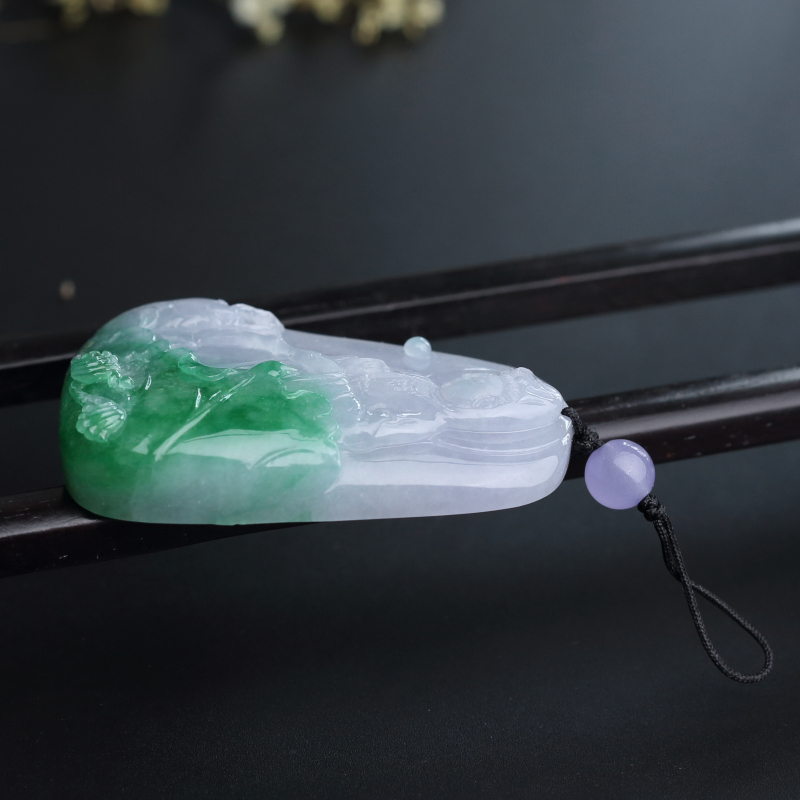 缅甸天然糯种翡翠观音吊坠-红掌柜