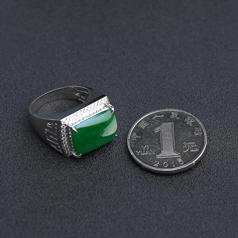 糯种翡翠戒指-红掌柜