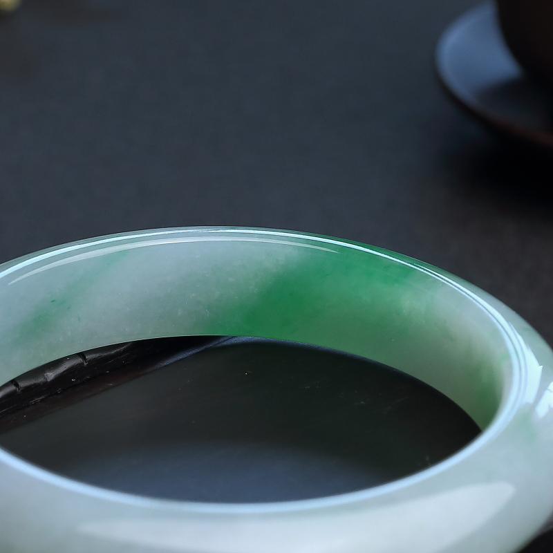 糯种翡翠手镯-红掌柜
