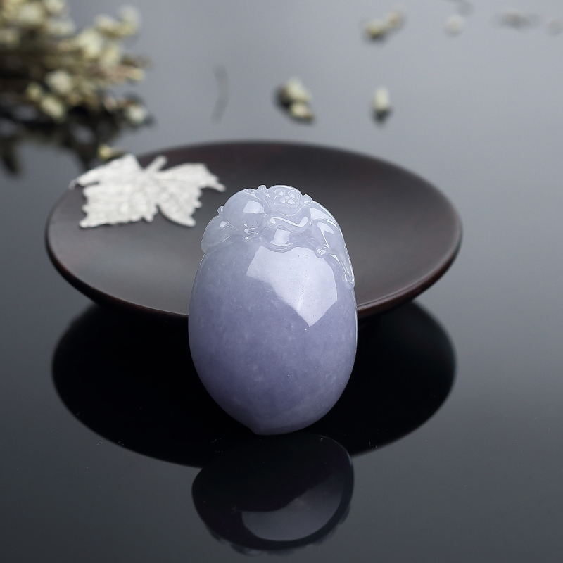 缅甸A货天然糯种紫罗兰翡翠福瓜吊坠 - 红掌柜