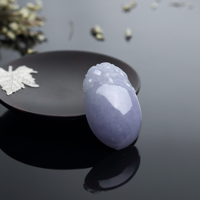 A货天然糯种紫罗兰翡翠福瓜吊坠 - 红掌柜