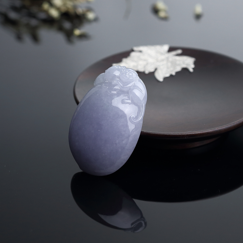 糯种紫罗兰翡翠福瓜吊坠 - 红掌柜