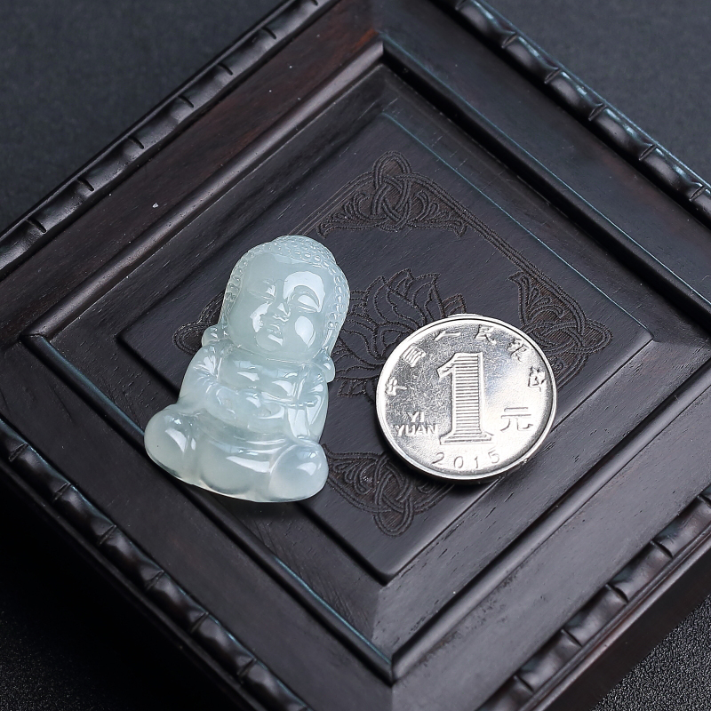 糯种浅绿翡翠宝宝佛吊坠-红掌柜