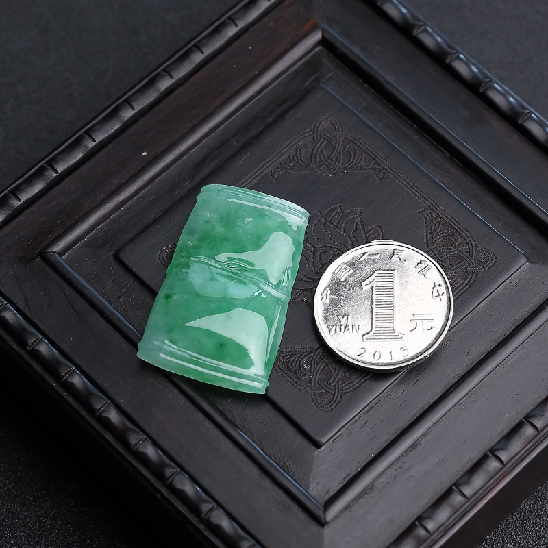 糯种苹果绿翡翠竹报平安吊坠-红掌柜