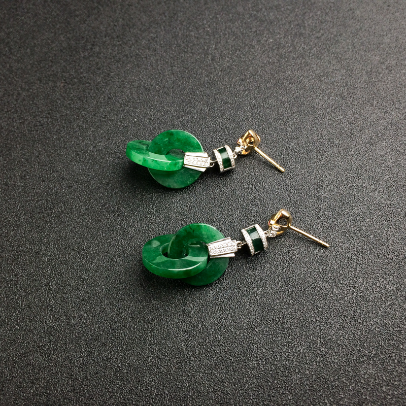 糯种浓绿翡翠耳坠-红掌柜