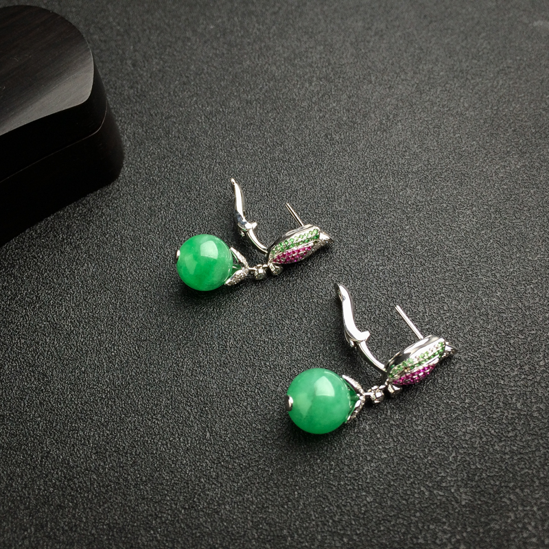 糯种黄阳绿翡翠套装-红掌柜