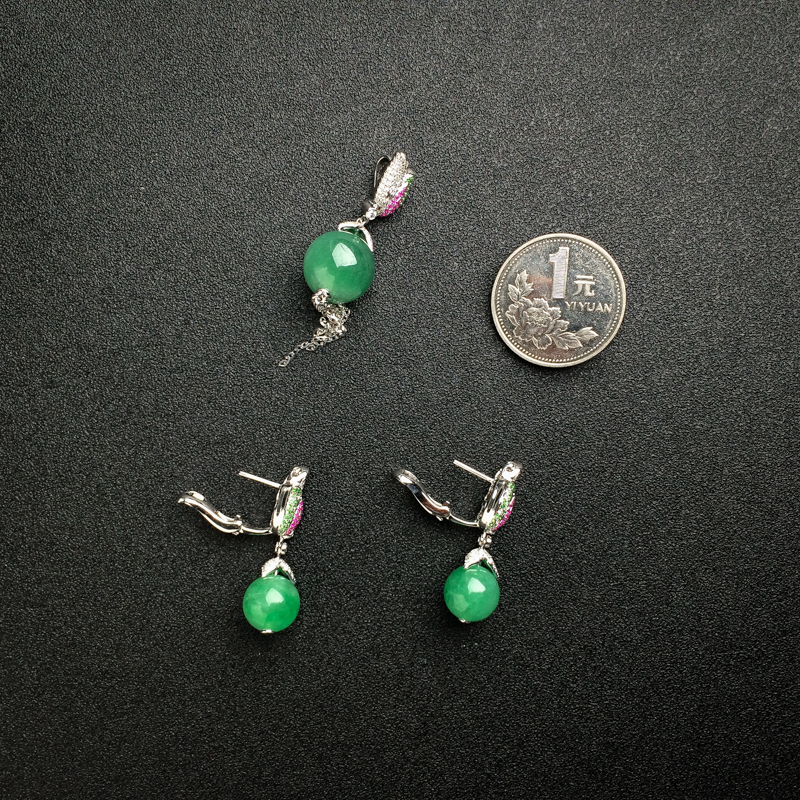 糯种翡翠套装-红掌柜