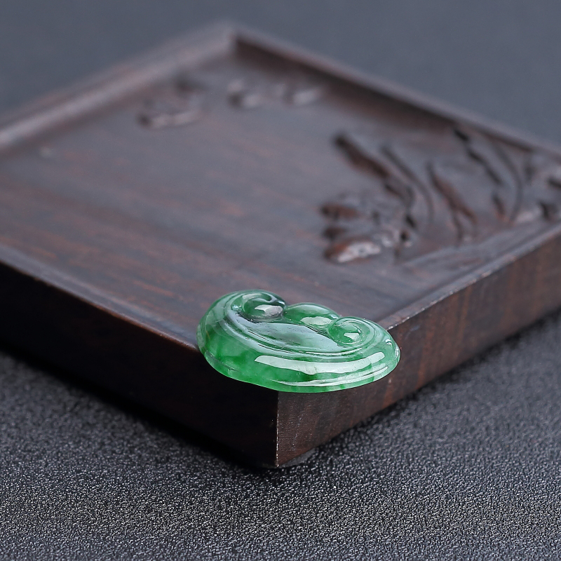 缅甸天然糯冰种飘花翡翠吊坠-红掌柜