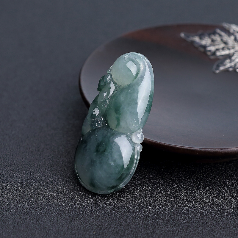 天然糯种飘花翡翠葫芦吊坠 - 红掌柜