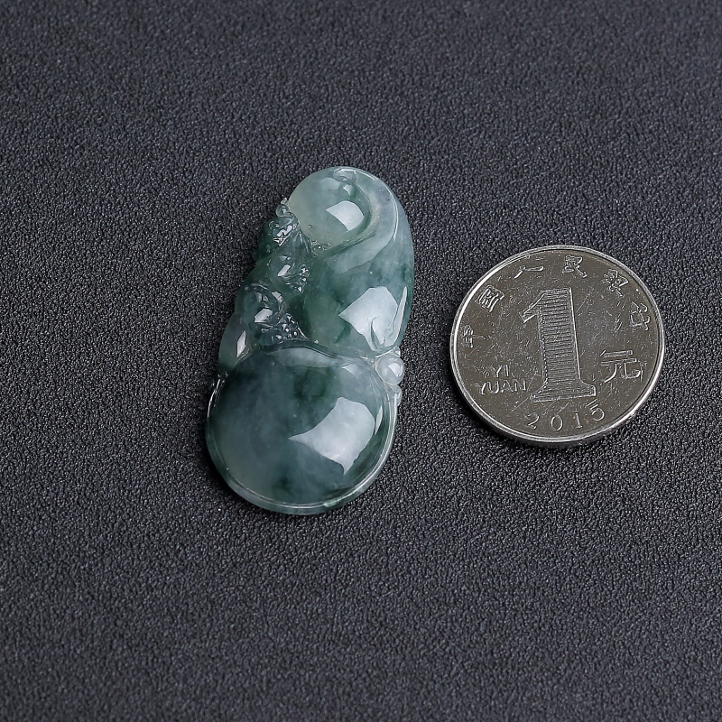 天然飘花翡翠葫芦吊坠 - 红掌柜